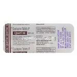 キュエル-50 ジェネリックセロクエル、クエチアピン50mg 包装裏情報